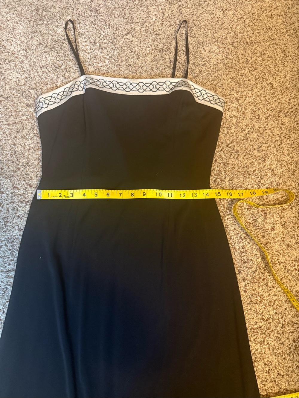 Papell Boutique Strapless Black Gown with White Accent - Picture 11 of 11